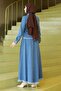 Tassel Detailed Skirted Denim Suit Light Blue 19292 - 4