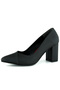 Belinda Plus Black Satin Pointed Toe Thick Heeled Evening Dress Shoes - 4