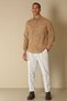 Watt Men's Velvet Sports Shirt - Comfort Slim Fit, Camel Hair Detail - 2