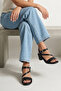 , Women's Genuine Leather Heeled Sandals 1611020Z2219 Black - 2