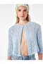 Round Neck Semi-Transparent Half Sleeve Crop Lace Crop Blouse - 2