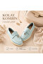 Genuine Leather Light Blue Women's Loafer Shoes Rubber Sole Comfortable Daily Moccasins - 6