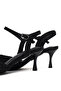 Women's Black Ankle Buckle Open Back Stone Detailed Thin Heeled Shoes 26Pfe496714 - 8