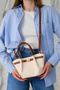 Women's Linen Lock Detailed Shoulder Bag Mini Gold - 6