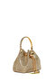 Women's Beige Long Chain Strap Piece Stoned Mini Evening Dress Bag 26Sbd2956Ts - 6