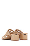 Women's Beige Braided Short Thick Heeled Slippers 26Sfe460818 - 6