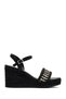Women's Black Ankle Buckle Braided Wedge Heeled Shoes Espadrille Sandals 25Sfe482729