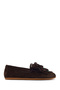 Women's Brown Tasseled Suede Leather Loafer 26Pfd552310