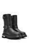 Women's Black Sahara Zippered Leather Boots 021Z100566 - 4