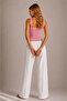 Pink ribbed strap top-slim fit women's tank top - 3