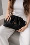 Women's Black Knitted Leather Soft Faux Leather Strap Clutch Portfolio Daily / Evening Bag