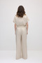 Wide-Leg Elastic Waist Lyocell Trousers - Beige - 5
