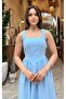 Blue Stone Printed A-Line Lace-Up Dress - Tight Fit - 5