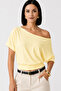 Women's Yellow Flowy Off-Shoulder Modal Textured Blouse - 5