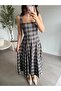 Coffee Blue Strappy Plaid Dress - 4