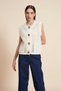 Plain sleeveless button-down sweater with front perforation - 2
