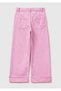 Girl's Lilac Pants with Embroidered Logo on the Back and Dyed Curled Cuffs - 2