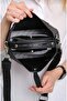 Women's Black Embossed Printed Hand and Shoulder Bag-Nb4002 - 6