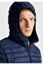 Men's Navy Blue Polyester Filled Regular Fit Hooded Puffer Coat - 6
