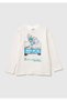 Boy's white Printed crew neck long sleeve t-shirt