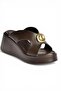 Y973965409 Brown Wedge Sole Women's Slippers - 6