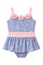 Girl's Floral Patterned Skirted Swimsuit 8-12 Years Purple Pink Strap Swimsuit Set - 2