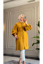 6423 - Comfortable Zippered Buttoned Viva Balloon Sleeve Long Tunic with Waist Belt Detail - 2