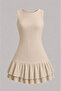 Girl's Wrinkled Fabric Layered Ruffle Zero Sleeve Casual Dress - 2