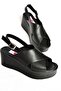 P555327503 Black Genuine Leather Wedge Heeled Women's Shoes - 7