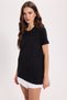 Women's Slim Fit Tight Fit 100% Cotton Short Sleeve Crew Neck Black T-Shirt Blouse - 5
