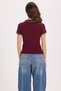 Women's slim fit cotton polo neck short sleeve burgundy t-shirt - 7