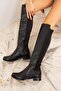 Black Faux Leather Women's Boots J726533209 - 3