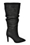 Black Suede Thin Heeled Women's Boots L404868002 - 5