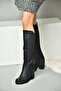 R674070709 Black Thick Heeled Women's Boots - 5