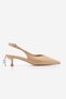 Women's Stiletto Open Back Strap Shoes with Sewing Detail on the Front, V-Neck Short Classic Heeled Shoes, Orvani Beige - 3