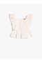 Cotton Square Neck Ribbed Ruffle Tank Top