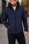 Men's Detachable Hooded Inner Fleece Water and Wind Resistant Softshell Coat - Dark Blue - 2