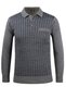 Men's Polo Neck Knitwear Gray Sweater Patterned Steel Knit Classic Fit - 5002F - 2