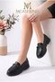 Orthobetic Sole Artificial Leather Rubber Laced Women's Four Seasons Stoned Daily Ballerina Shoes - 3