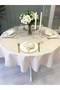 Royal Gold Glittery Ecru Round Tablecloth - 5