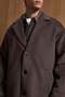 Men's Oversize Buttoned Cashmere Coat Dark Brown - 3