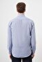 Men's Blue Linen Striped Buttoned Collar Regular Fit Shirt - 5
