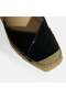 Black Women's Buckle Accessory Stone Detailed Wedge Heeled Suede Espadrille - 5