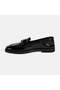 Women's Black Crocodile Printed Leather Loafer with Buckle Detail - 3