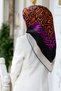 100% twill silk border wave pattern fuchsia - orange colored 90x90 sewing method: hand stitched scarf - 5