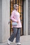 Striped Buttoned Modal Tunic with Side Laces - Pink - 8