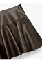 Flounce Bell Cut Faux Leather Mini Skirt - 4