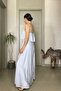 Flounced Top Adjustable Thin Strap Lined Long Dress - 3