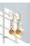 Natural Stone Dangle Women's Earrings 10 mm Hoop Silver Color 4-5 cm (Matte Obsidian / Lapis Lazuli / Citrine / Amethyst / Tiger's Eye / Jade)