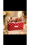حقيبة مكياج حمراء منقطة 《قماش البط》